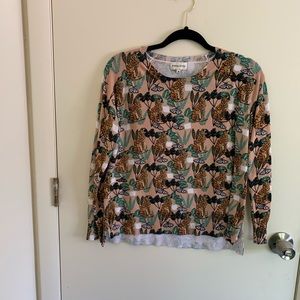 Anthropologie PepaLoves Leopard Houseplant Print Long Sleeve Top Size Medium
